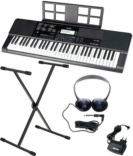 Casio Tastatur CT-X700 Set mit 61 Dynamisch Tasten mit Ständer, Kopfhörer und Notenständer Schwarz Satz 1