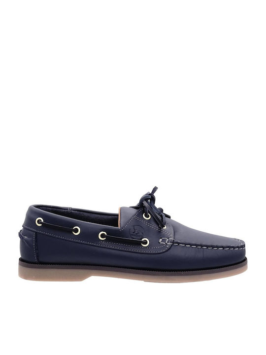 Δερμάτινα Ανδρικά Boat Shoes σε Μπλε Χρώμα