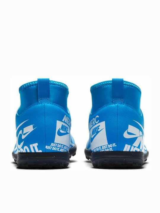 Παιδικά Ποδοσφαιρικά Παπούτσια Ψηλά Mercurial Superfly 13 Club TF με Σχάρα και Καλτσάκι Γαλάζια