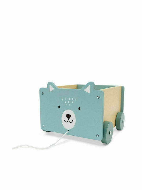 Ecotoys Kids Wooden Toy Storage Box Eco Turquoise 26x26x6cm