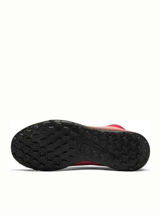Superfly 7 Club TF Kids Turf Soccer Shoes with Sock Red
