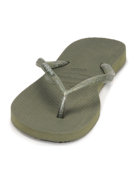 Slim Logo Metallic Flip Flops In Khaki Colour 4119875-0869