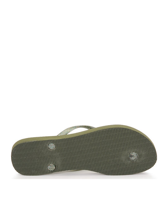 Slim Logo Metallic Flip Flops In Khaki Colour 4119875-0869