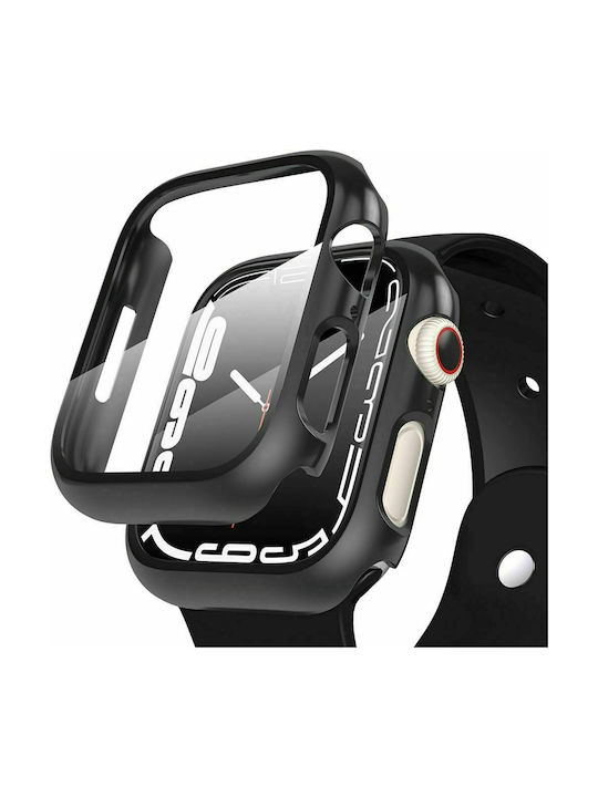 Tech-Protect Defense 360 Plastic Case with Glass in Black color for Apple Watch 45mm