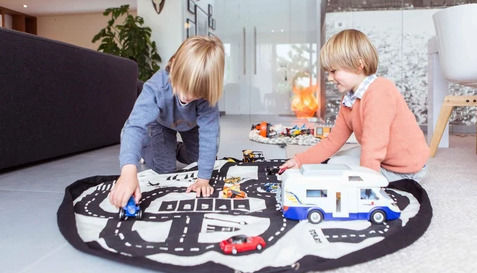 Play&go Roadmap Детски Килими Черен 140x140см