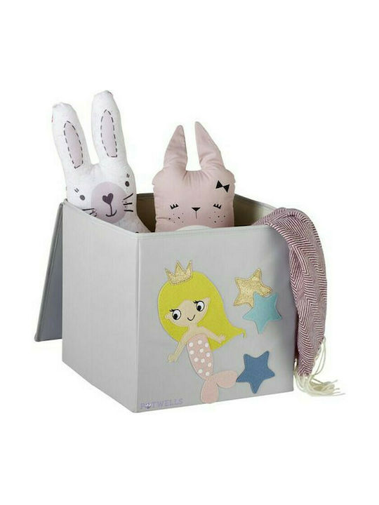 Potwells Children's Folding Storage Box made of Fabric Mermaid Gray 33x32x32cm 1pcs