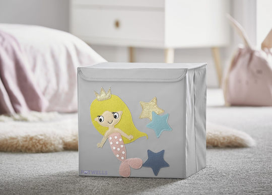 Potwells Детска кутия за съхранение сгъваема Mermaid Сив 33x32x32см 1бр