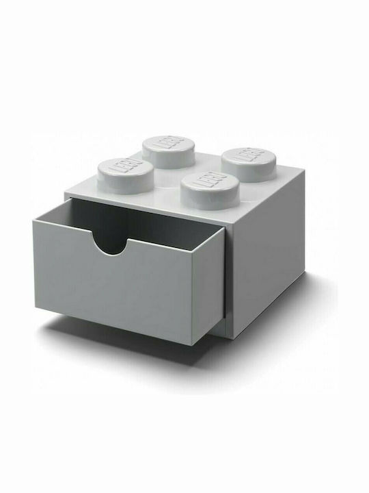 Lego Kids Plastic Toy Storage Box 4 Knobs Gray