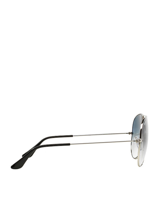 Ray Ban Aviator Unisex Sunglasses with Silver Metal Frame and Blue Gradient Mirror Lens RB3025 003/3F