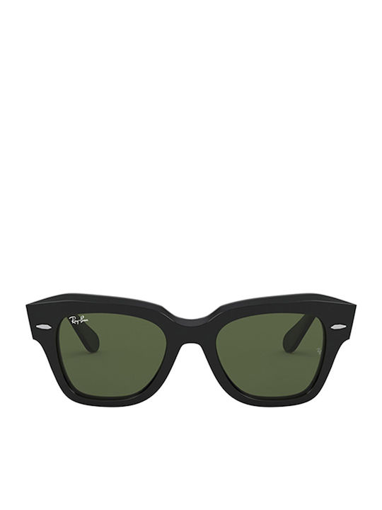 Ray Ban State Street Women's Sunglasses with Black Plastic Frame and Green Lens RB2186 901/31