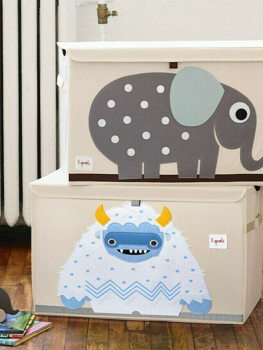 3 Sprouts Kids Fabric Foldable Toy Storage Box Yeti Beige 61x37x38cm