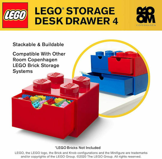 LEGO Children's Storage Box made of Plastic 4 Knobs Red 1pcs