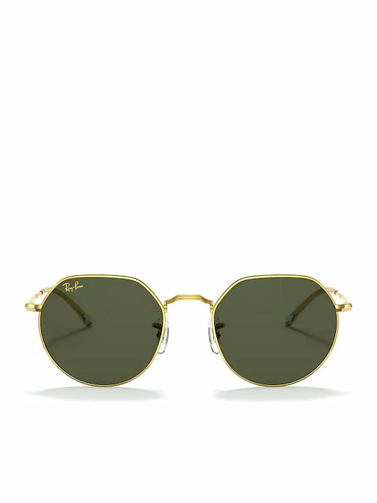 Ray Ban Jack Unisex Sonnenbrille mit Gold Metall Gestell und Grün Linse RB3565 919631