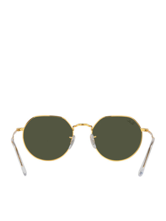 Ray Ban Jack Unisex Sonnenbrille mit Gold Metall Gestell und Grün Linse RB3565 919631