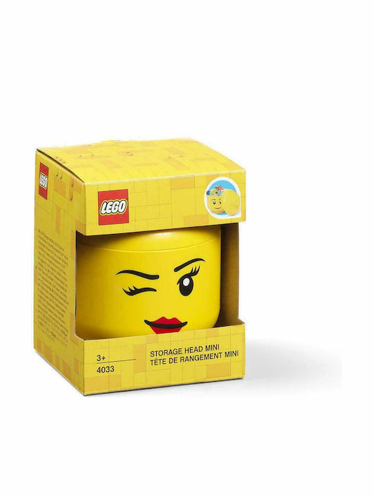 Lego Kids Plastic Toy Storage Box Head Yellow 10x10x11cm