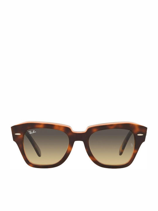 Ray Ban State Street Women's Sunglasses with Brown Tartaruga Plastic Frame and Brown Gradient Lens RB2186 1324/BG