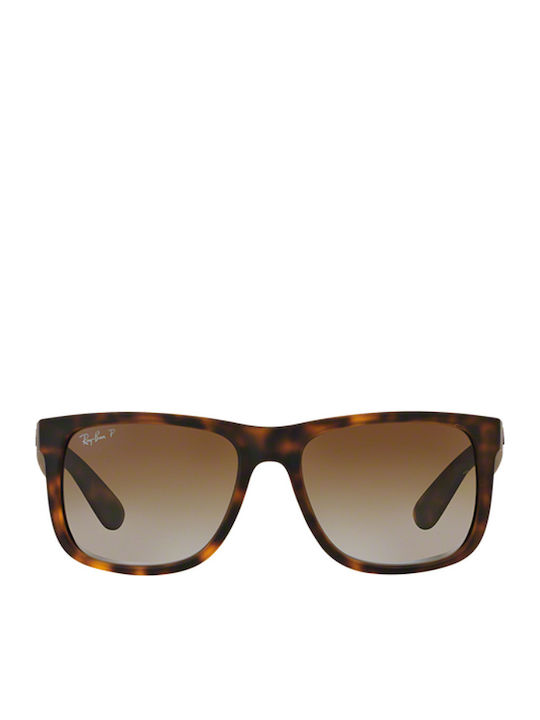 Ray Ban Justin Unisex Sunglasses with Brown Tartaruga Plastic Frame and Brown Gradient Polarized Lens RB4165 865/T5