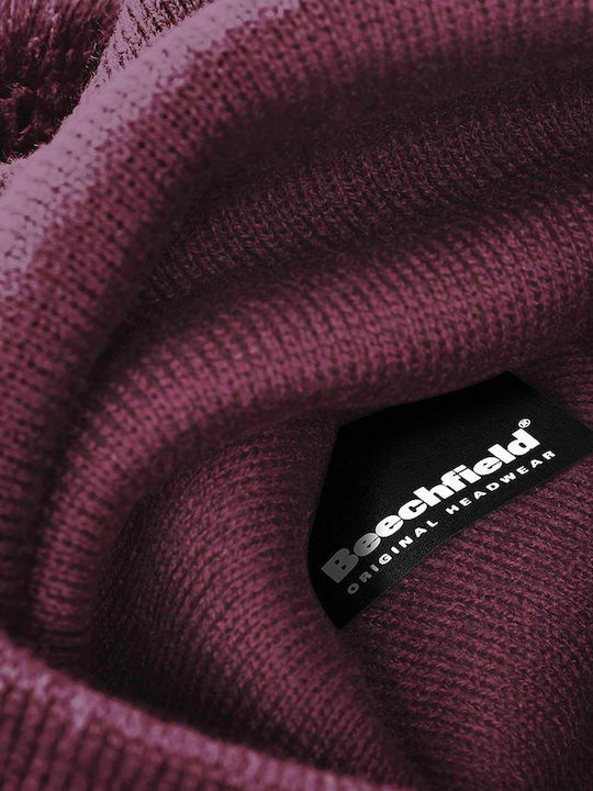 Beechfield Ribbed Beanie Cap Burgundy