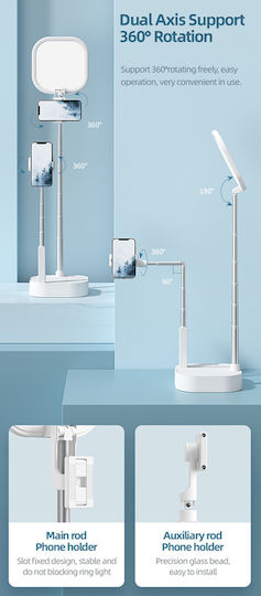 Usams Ringlicht 3000 - 6000K mit Desktop Ständer und Handyhalterung