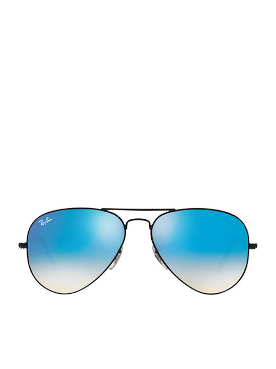 Ray Ban Aviator Unisex Sunglasses with Black Metal Frame and Blue Gradient Mirror Lens RB3025 002/4O