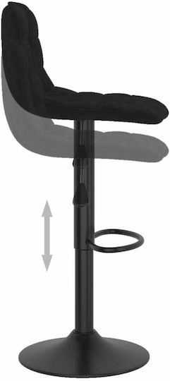Stool Bar with Back & Adjustable Height Black Velvet-Black Metal 2pcs 42.5x45x105cm