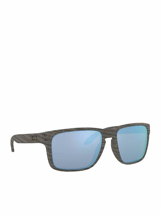 Oakley Holbrook XL Woodgrain Collection Men's Sunglasses with Gray Frame and Light Blue Polarized Mirror Lens