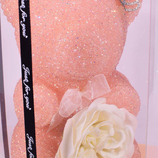 Bear of Artificial Roses Pink 21.5cm in Box Giftland