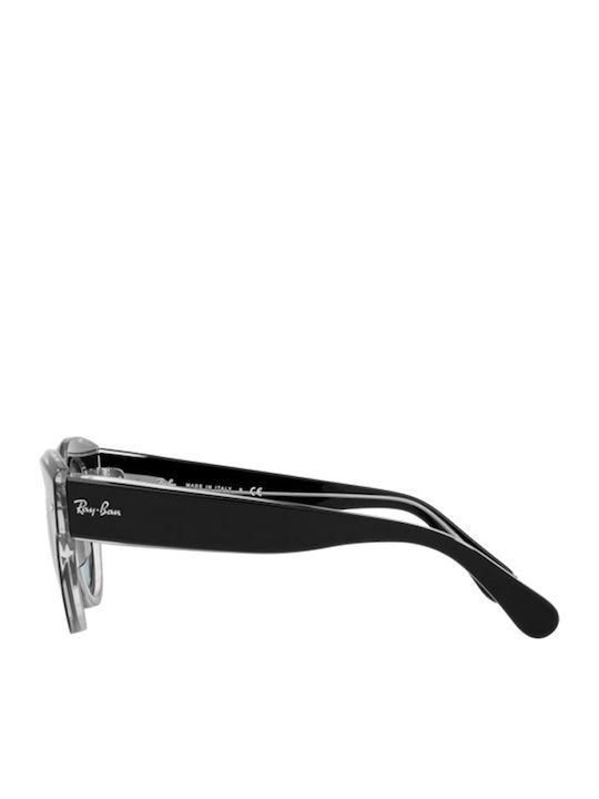Ray Ban Roundabout Unisex Sunglasses with Black Plastic Frame and Blue Gradient Lens