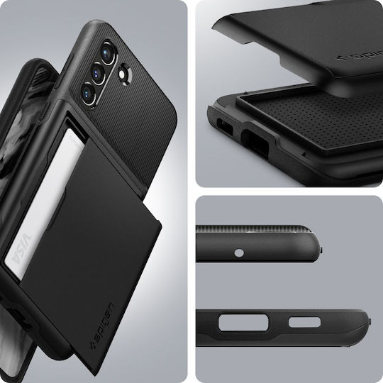 Spigen Slim Armor CS Umschlag Rückseite Kunststoff / Silikon mit Kartenhalter Schwarz Galaxy S21 FE 5G