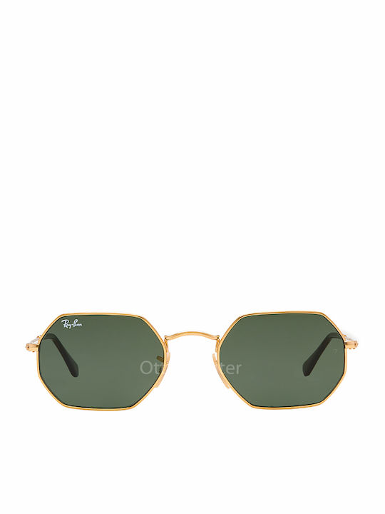 Ray Ban Octagonal Unisex Sonnenbrille mit Gold Metall Gestell und Grün Linse RB3556N 001