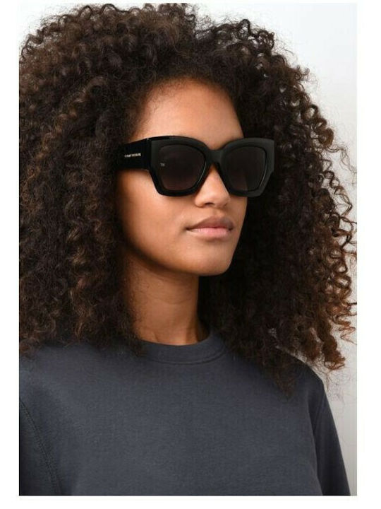 Tommy Hilfiger Women's Sunglasses with Black Plastic Frame and Black Gradient Lens