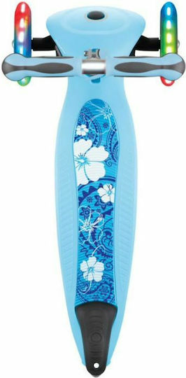 Globber Kids Scooter Foldable Go-Up Deluxe Fantasy Lights 3-Wheel for 3+ Years Blue