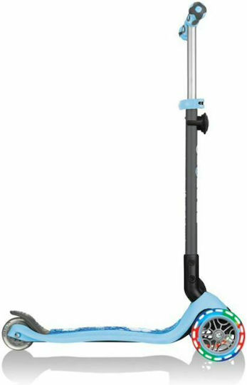 Globber Kids Scooter Foldable Go-Up Deluxe Fantasy Lights 3-Wheel for 3+ Years Blue