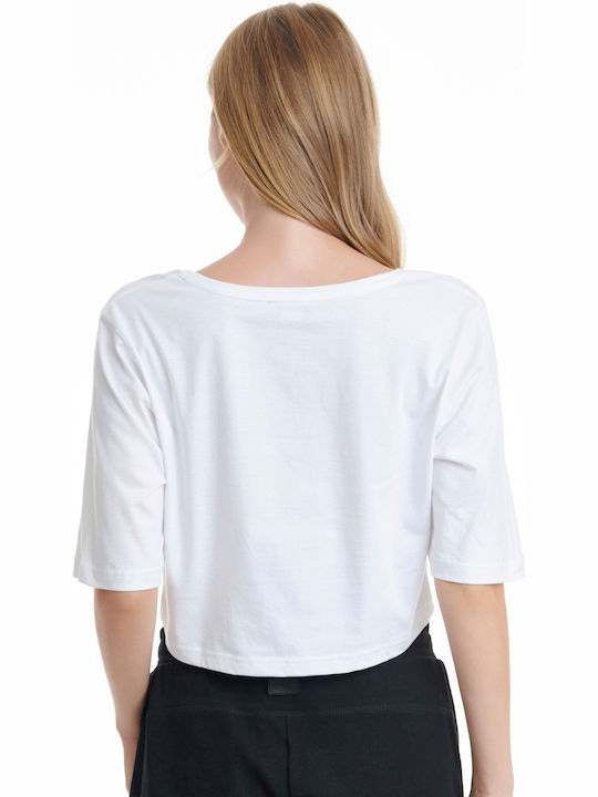 BodyTalk Women's Athletic Crop Top Short Sleeve White