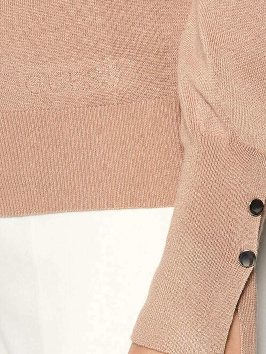 Winter Women's Fleece Turtleneck Long Sleeve Beige Blouse