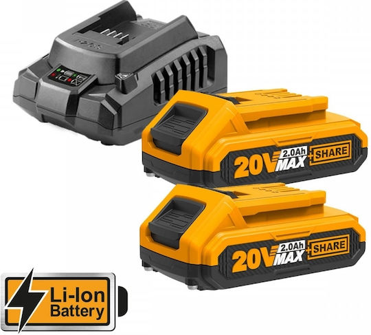 Ingco Pruning Battery Chainsaw 2x2Ah Brushless 20V 1.1kg with Blade 15cm