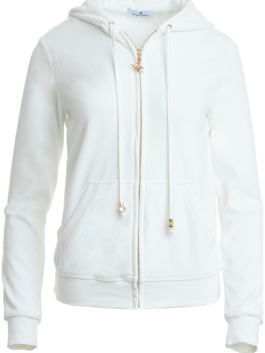 Women's Sweatshirt Jacket Velvet Hooded Ice Marl