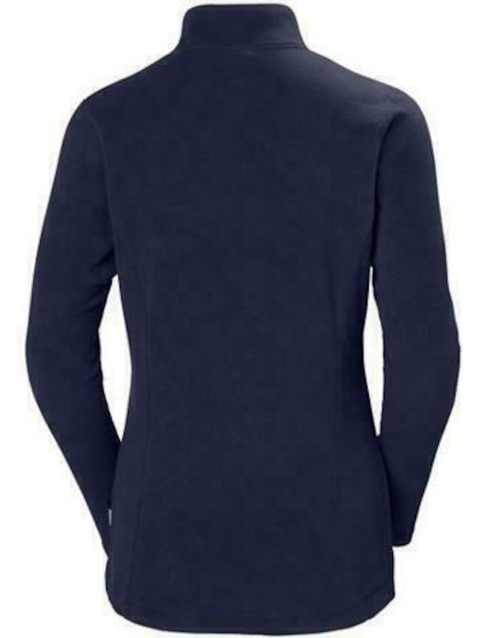 Daybreaker Winter Women's Fleece Blouse Hiking Long Sleeve with Zipper Navy Blue