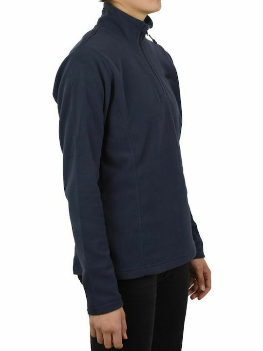 Daybreaker Winter Women's Fleece Blouse Hiking Long Sleeve with Zipper Navy Blue