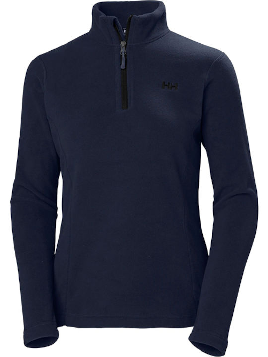 Daybreaker Winter Women's Fleece Blouse Hiking Long Sleeve with Zipper Navy Blue