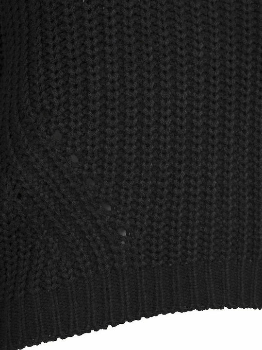Bluze Damă Mânecă Lungă cu Guler Înalt Negru
