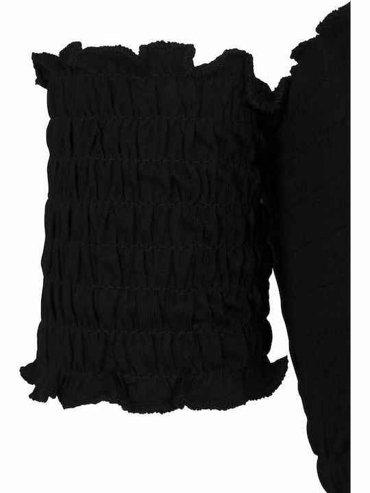 Women's Summer Crop Top Off-Shoulder Short Sleeve Black