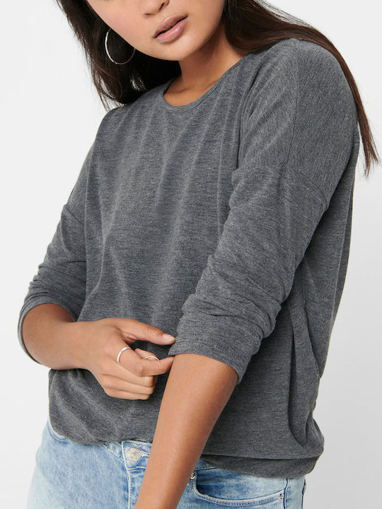 Women's Blouse with 3/4 Sleeve & Boat Neckline Gray