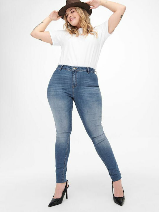 Curvy Hoch tailliert Damenjeans in Enger Passform Medium Blue Denim