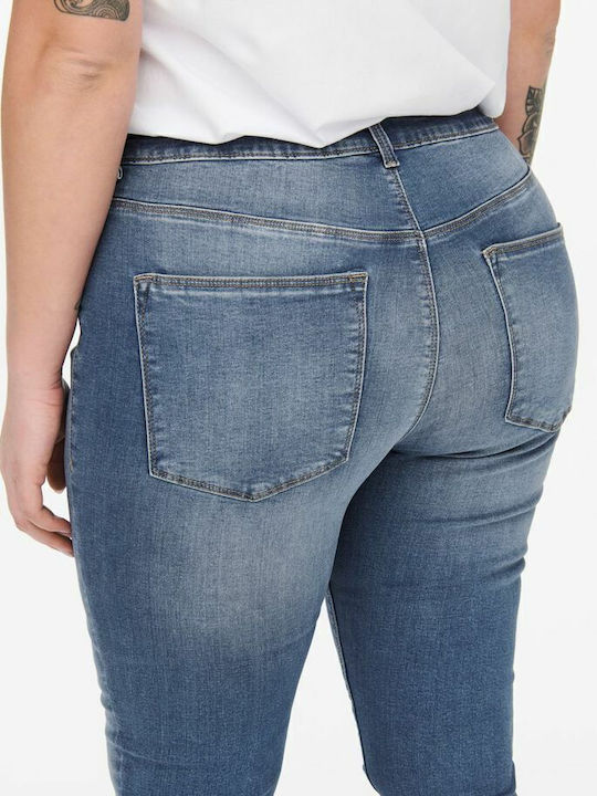 Curvy Hoch tailliert Damenjeans in Enger Passform Medium Blue Denim