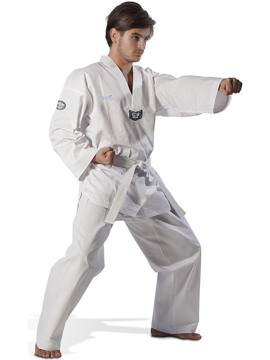 Olympus Sport Club Ribbed Στολή Taekwondo Ενηλίκων/Παιδική Λευκή