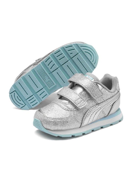 Vista Glitz V Kids Sports Shoes Running with Hoop & Loop Closure Silver