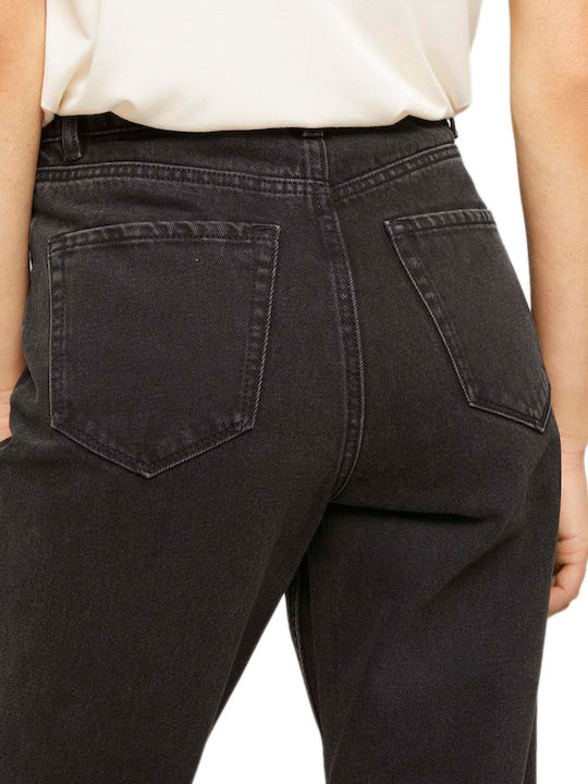 Hoch tailliert Damenjeans in Mom-Passform Schwarz