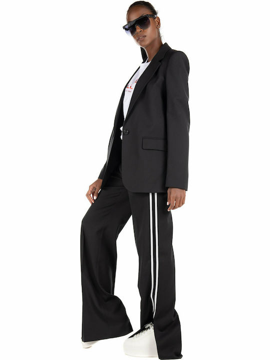 Women's High-waisted Fabric Trousers Flared Black