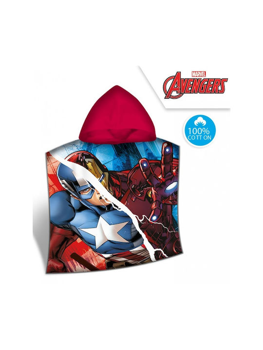Kids Licensing Halat De Baie Pentru Bebeluşi Poncho Cu Glugă Avengers Roșu - Albastru 60x120cm